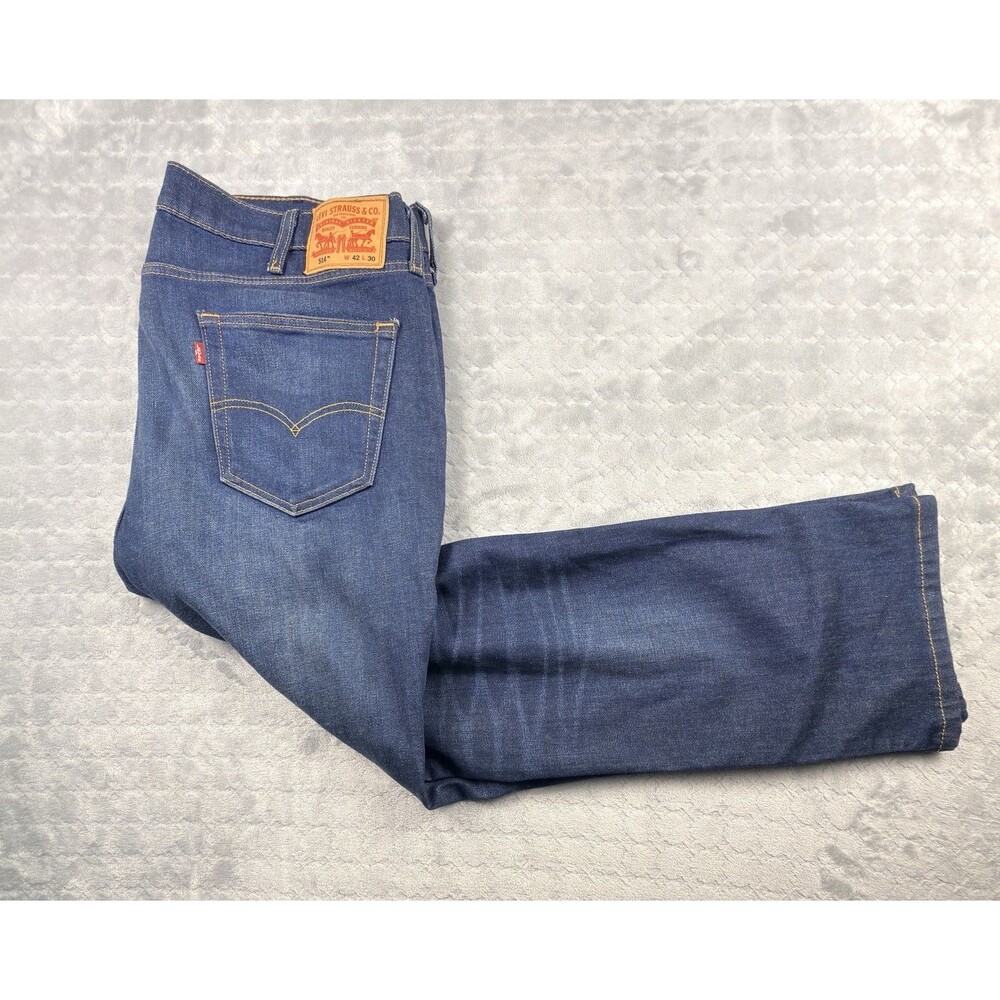 Levi’s 514 Men’s Jeans 42x30 Straight Fit Stretch Dark Wash Blue Denim